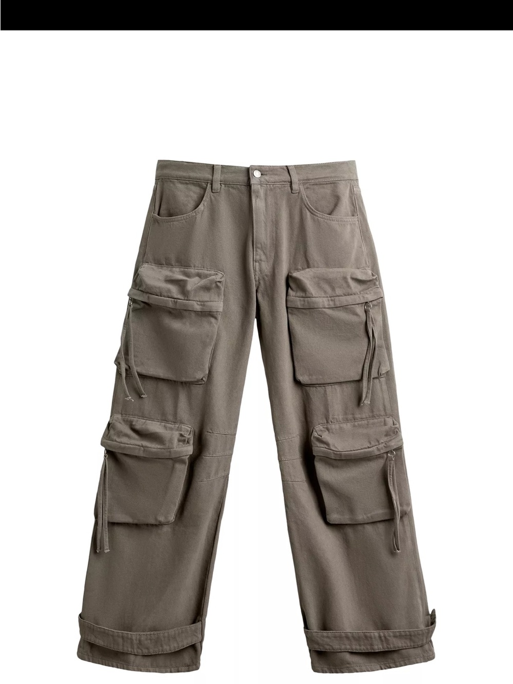 Zara Women's Wide-Leg Cargo Jeans in Taupe